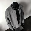 QAGO Turquoise Color Block Button Cardigan Sweater for Men - Autumn American Old Money Style Knitwear