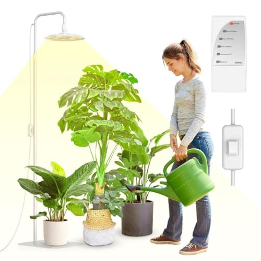

100W Full Spectrum Indoor Grow Light for Tall Plants 47-70 Standing LED Grow Light with Remote Control 5-Level Dimmable 10200LM білий