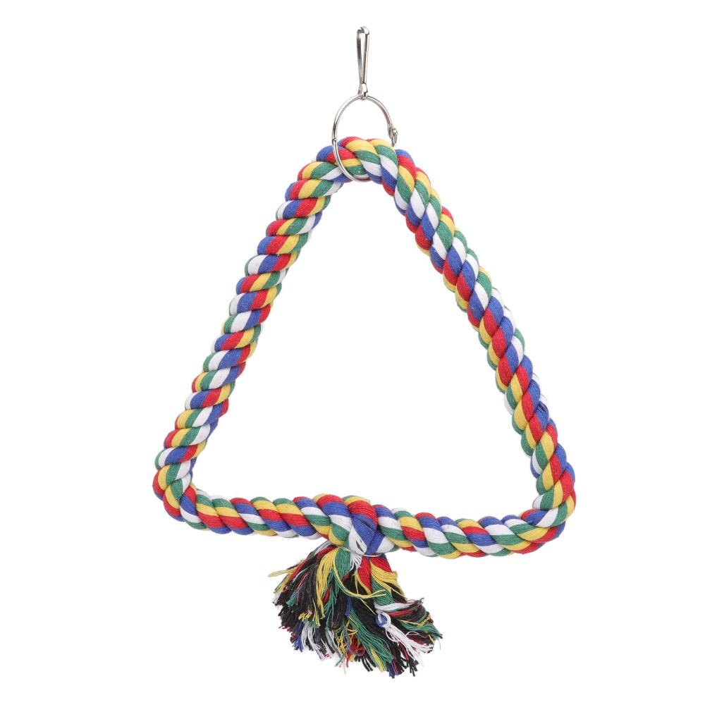 Chewing Design Rope Perch Stand Triangular Shape Colorful Parrot Toy Bird Swing Toy  For Parakeets