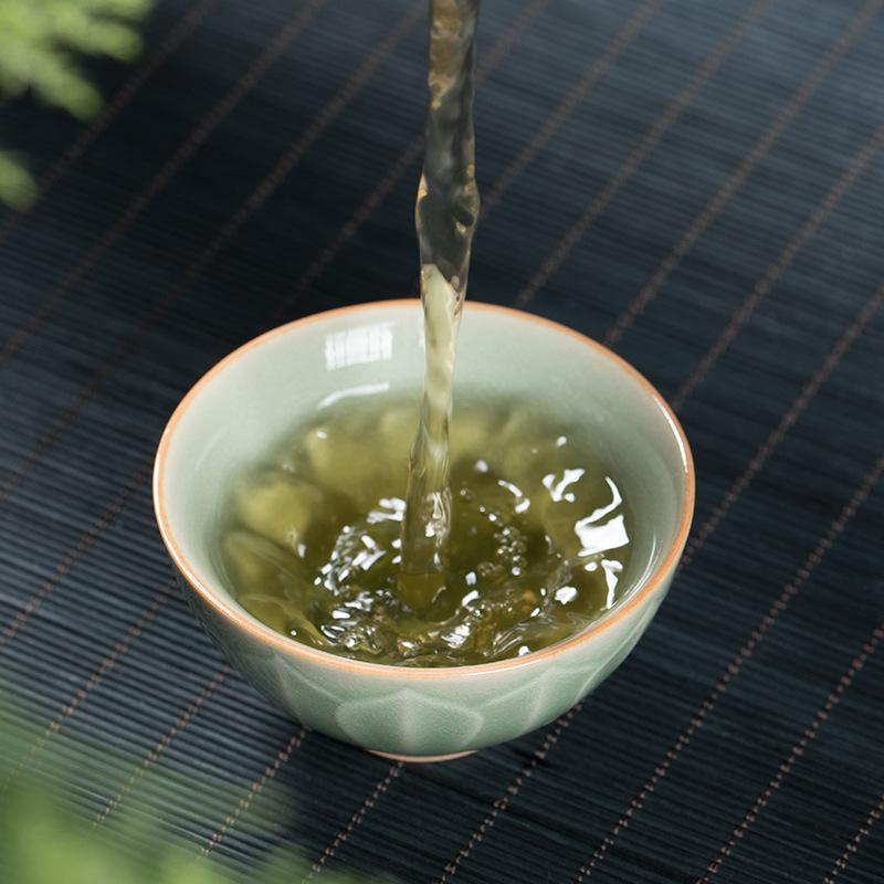 Longquan Celadon Personal Kung Fu Teacup Raw Ore Antique Lotus Petals Tea Cup Single Small Cup Ceramic Creative Tea Bowl