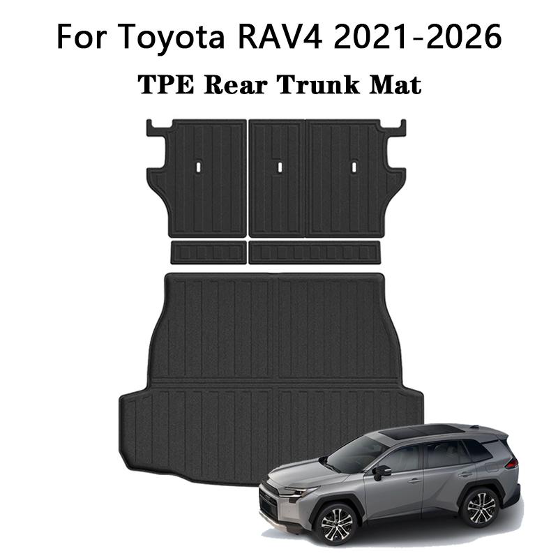 For Toyota RAV4 2021-2026 Car Floor Mat Cargo Trunk Pad TPE Rear Seat Backrest Anti-Scratch Protector Mat All Weather Trunk Pad