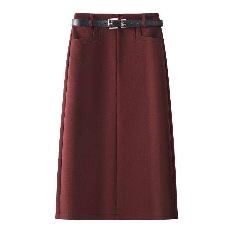 

Ancola Women s Red High-Waist Midi Skirt – Slim Fit for Autumn/Winter 2024 3XL