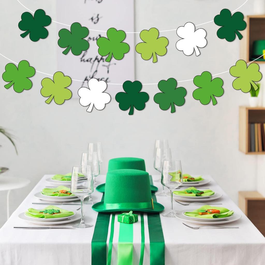 Whaline 45Pcs St. Patrick's Day Shamrock Cutouts 5.9 Inch Gradient Green Clover Shape Cut Outs Large Creative Assorted Paper Cut-Outs for Irish