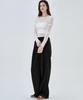 MALOUPE 2173 Double-Pleated Wide Pants (Black)