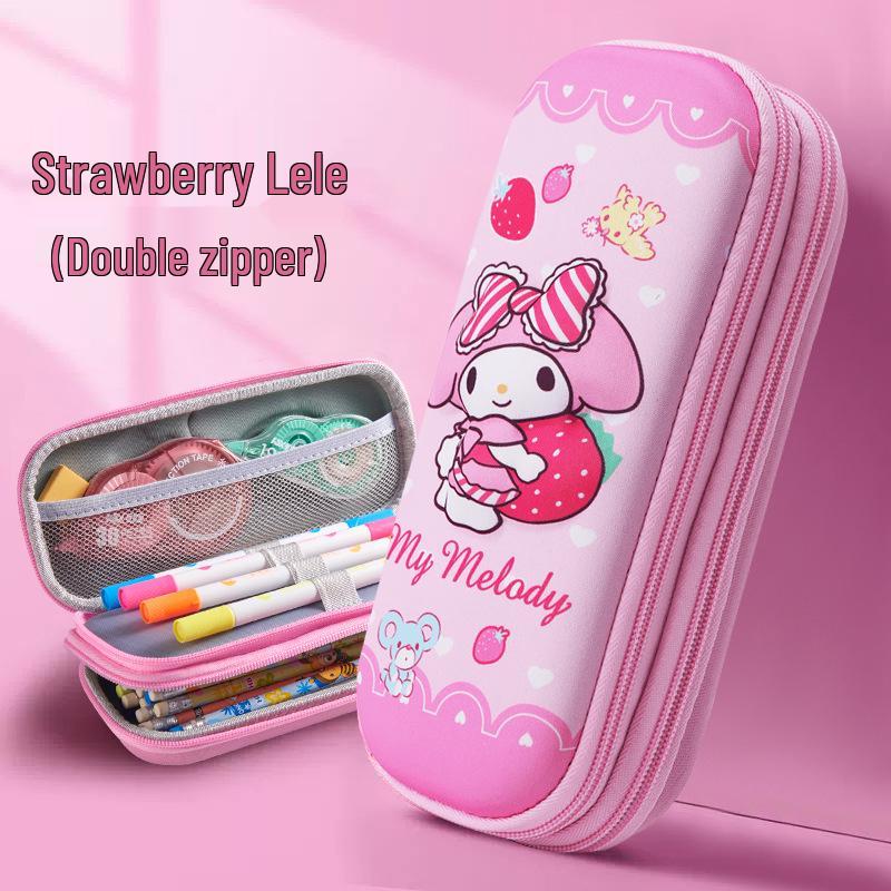 3D Cartoon Double-Layer Pencil Case for Kids - Large Capacity Zipper Bag for Boys and Girls