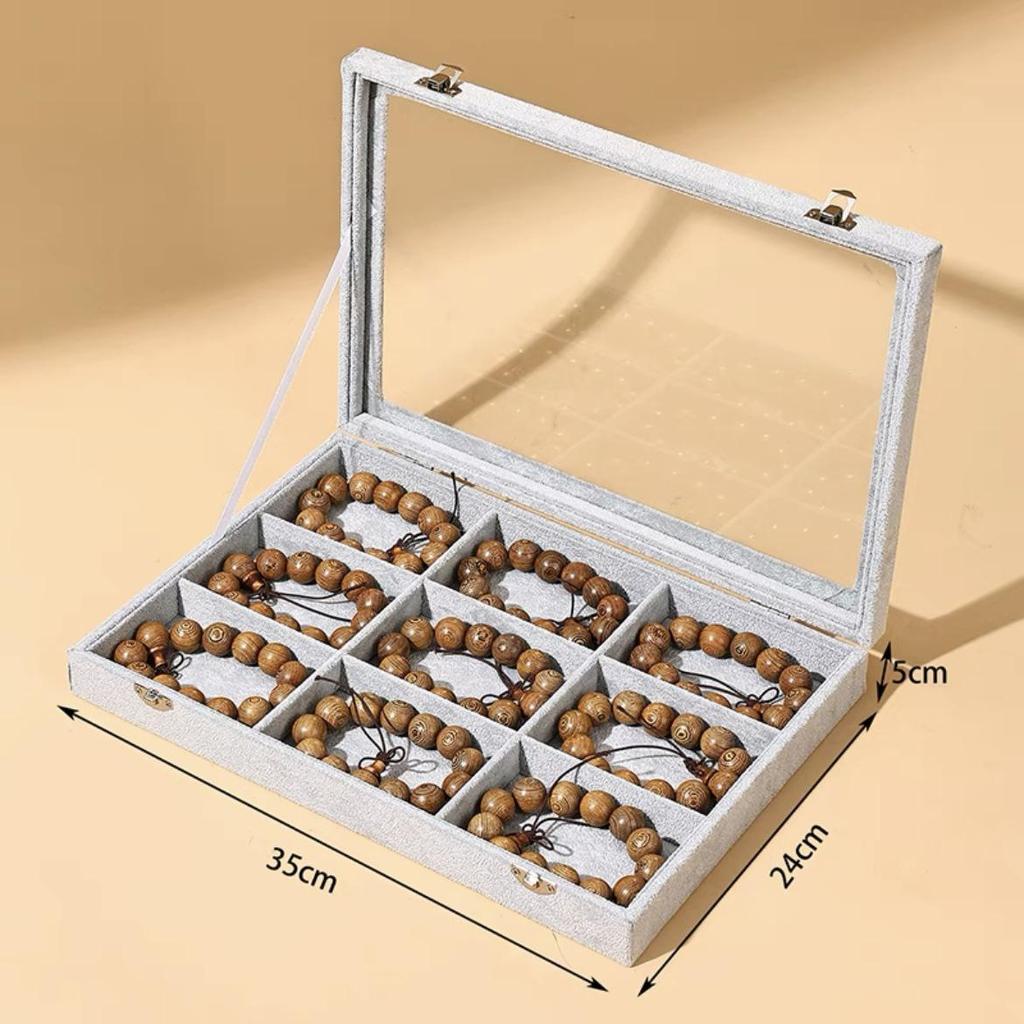 Wenge Wood Dustproof Jewelry Box with Lid for Bracelets and Accessories