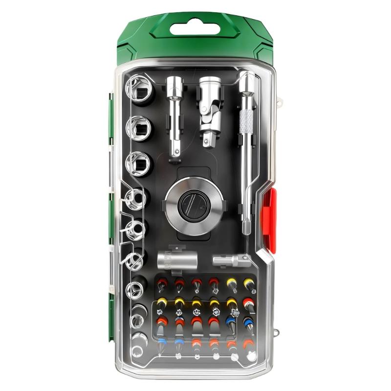 1/4  Drive Ratchet Handle Offset Ratcheting Screwdrive Spanner Design Ergonomic Handle Automotive Maintenance