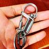 Stainless Steel Handicraft Key Ring Hanging Keychain Waist Buckle Matte Bead Car Keyring Men American Mechanical Style Trinket