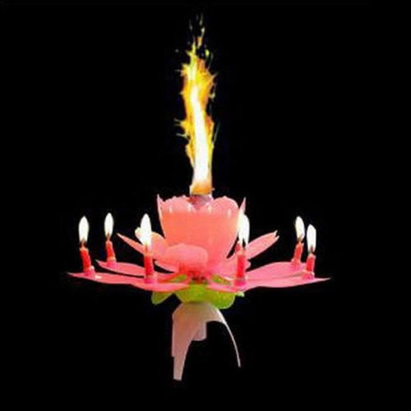 2pcs Musical Flower Music Candles Lotus Flower Candle Birthday Candles Romantic Gift