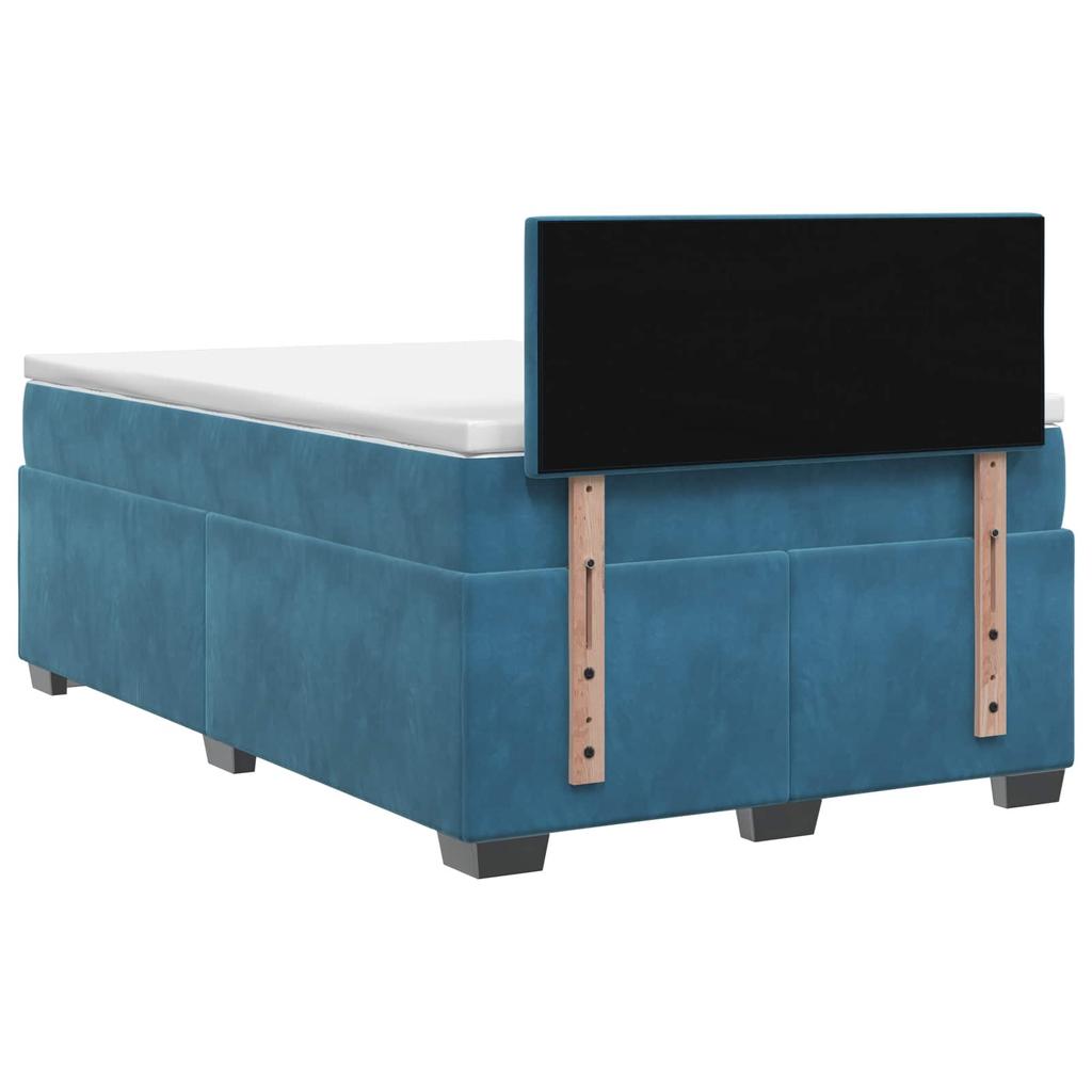 Box Spring Bed with Mattress Dark Blue 120 X 200 Cm Velvet