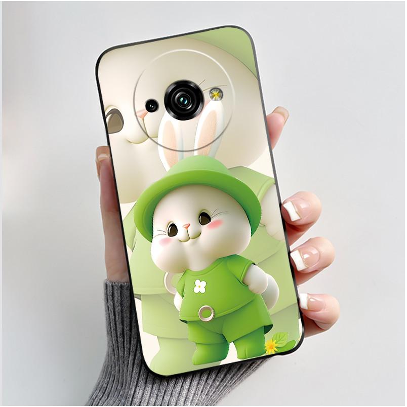 For Oukitel C59 Case Oukitel C59 Pro Cover Luxury Cute Love Rabbit Funny Pattern Black TPU Soft Silicone Protective Phone Case