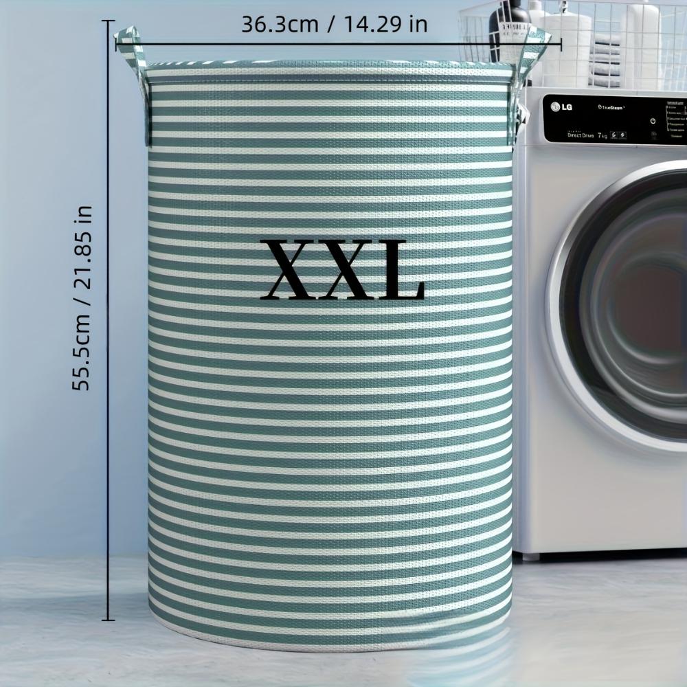 Foldable Minimalist Striped Laundry Baskets Multi Use Collapsible Storage Organizer For Bathroom Bedroom Toy Clothes Home 1 Pack
