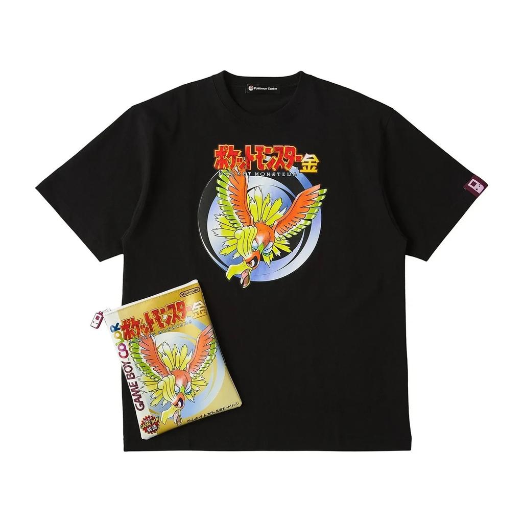 Pokemon Center T-Shirt Pouch Set Gold Version Game Boy Official Japan L SIZE