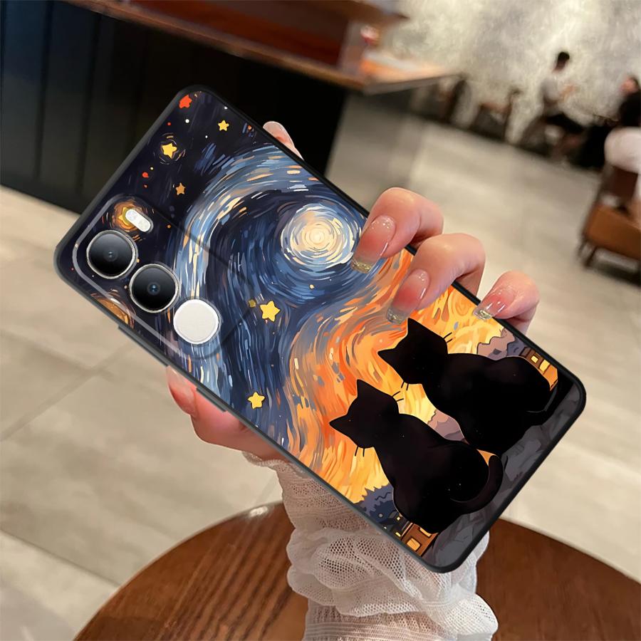 Starry Sky Cat Cartoon Case for Vivo Y75 Y81 Y51S Y78 V29 V21E V23 V25 V30 Y50 Y95 Y52S Y93 Y53S Y71 Y91 V27 Soft Back Phone