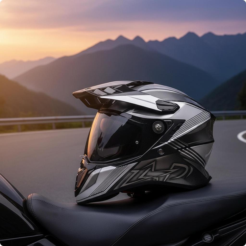 Full Face | Washable Liner, DOT Certified, Adventure Helmet with Peak, for unpaved terrain L B