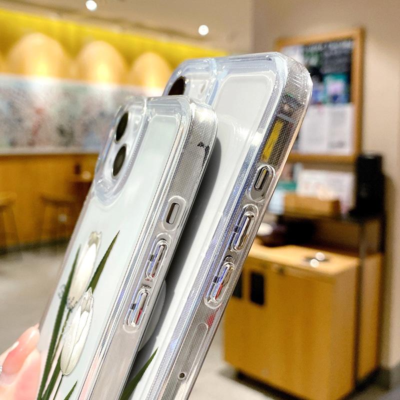 Tulip Flower Phone Case For iPhone 14 Pro Max Case For iPhone 11 12 13 Pro Max XR 7 8 14 15 Plus XS Max X SE Soft Clear Cover