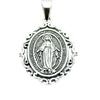 Silver One Sterling Silver 925 Miraculous Medal Virgin Mary Antique Pendant Top for Men, 1/4 Inch (mm), Arabesque Design