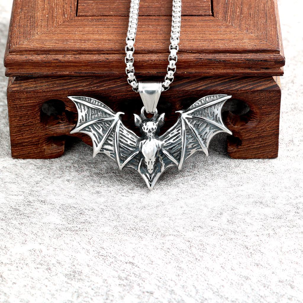 Gothic Bat Sweater Chain Necklace - Hip Hop Titanium Steel Jewelry for Men & Women
