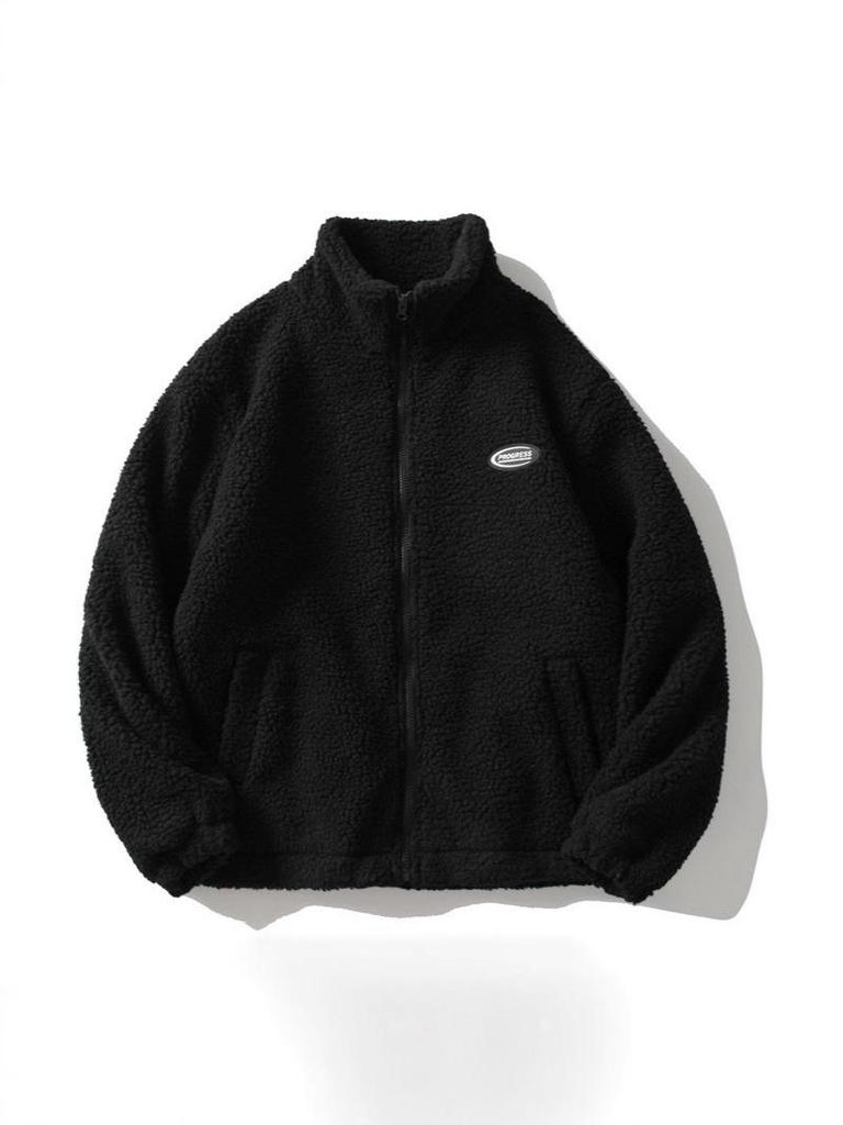 2025 Autumn/Winter Unisex Fleece Cotton Jacket - Loose BF Style, Stand Collar, Thickened Coat for Couples.