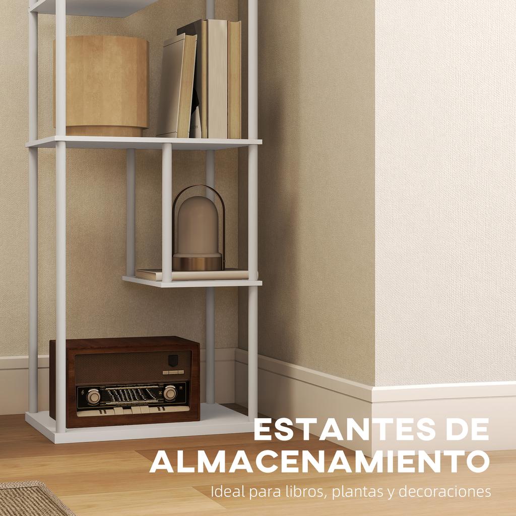 Floor Lamp with Shelves, 3000K-6500K, Remote Control, E27 Bulb, White