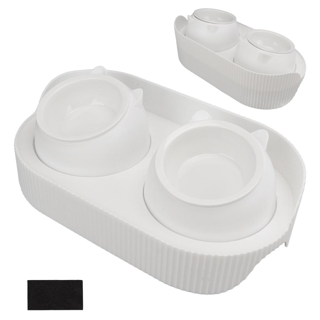 Keramik-Hundenapf-Set Lebensmittelecht Anti-Spritz Doppel-Futter-Wassernäpfe für Katzen Hunde Kätzchen und Welpen(Weißer [Cheongsam]