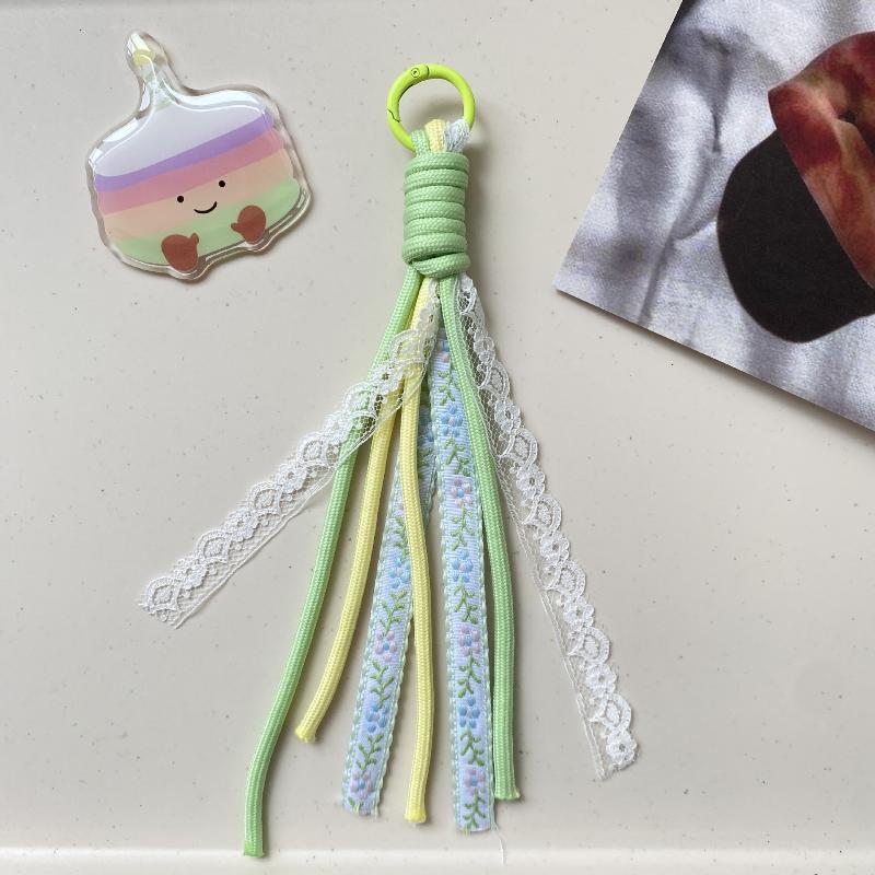 Lace Keychain Braided Rope Charm Pendant Keyring  Simple All-Matching Bag Decoration Jewelry Accessories