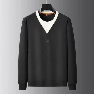 Men's Plus Size Round Neck Fake Two-Piece Sweatshirt