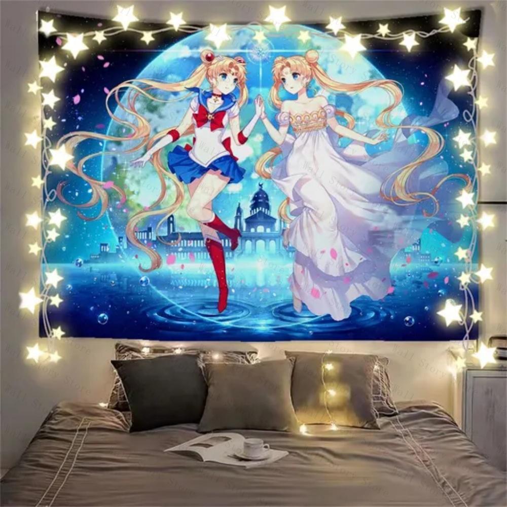 Tsukino Usagi Tapestry Anime Wall Art Hanging Tapestry Kawaii Room Decor for Dorm Bedroom Tapestry Home Decoration Tapestry