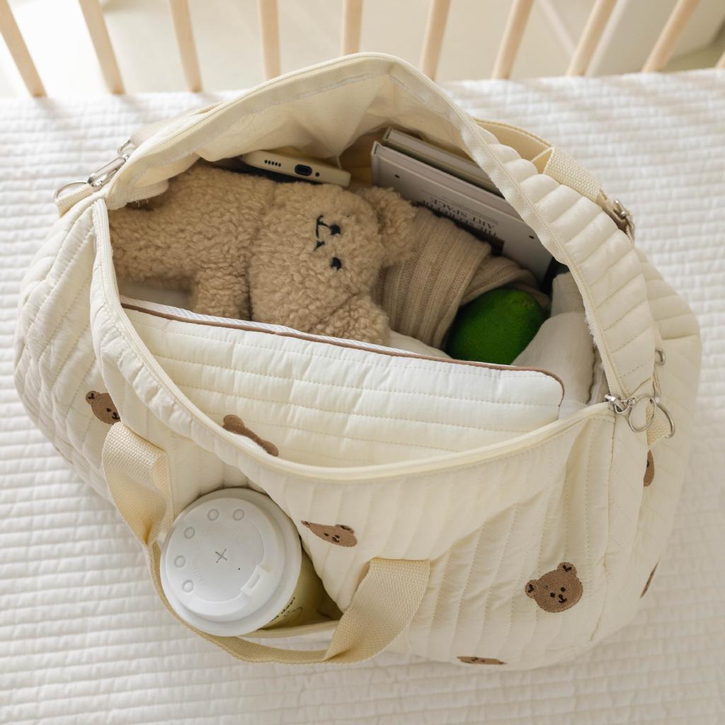 1pc Embroidered Mommy Bag Large-capacity Baby Diapers Storage Bag Portable Travel Luggage Bag with Handle Crossbody Bag Handbag
