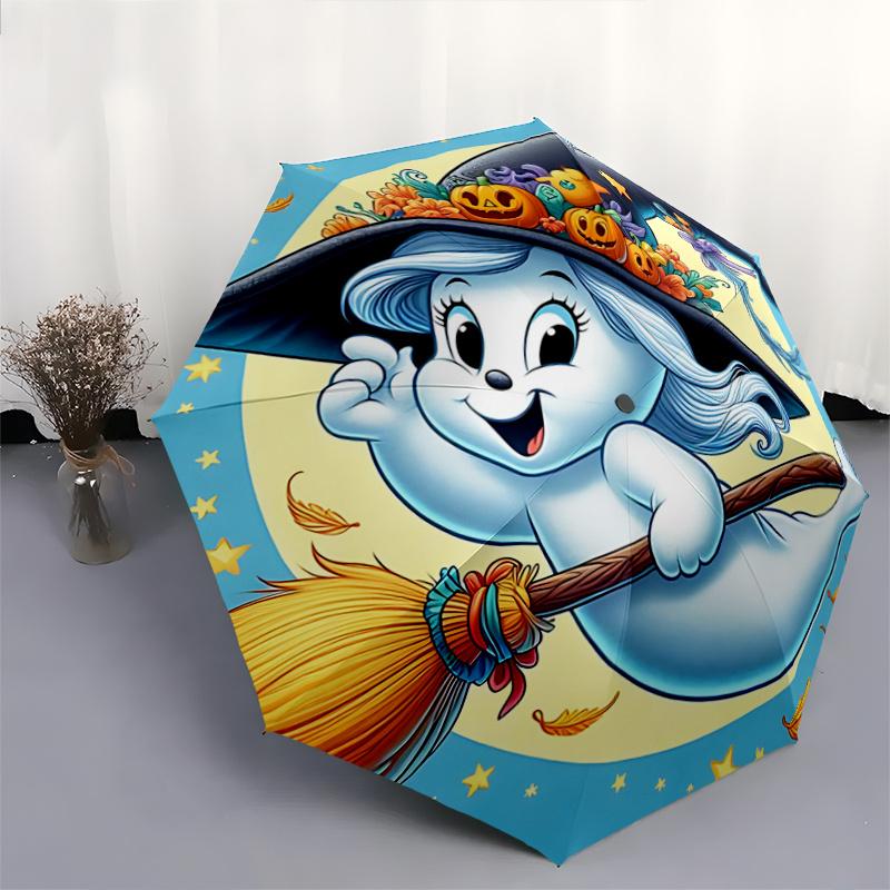 1pc Beautiful witch ghost Durable Cartoon Folding Cartoon Umbrella, Portable Compact Umbrella for Men and Women P013