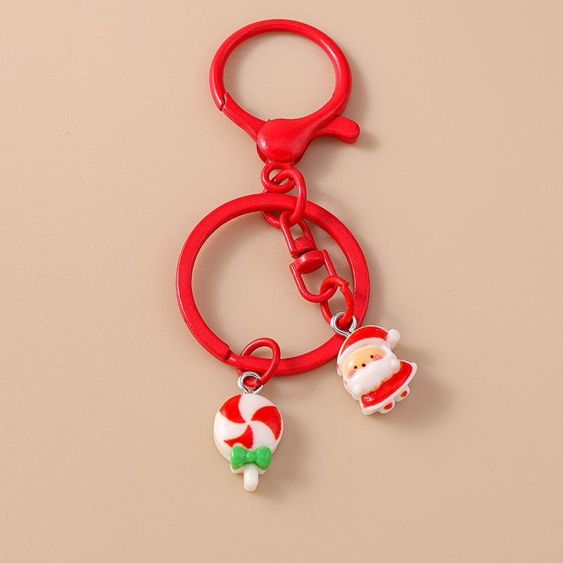 Cute Christmas Santa Clause Keychain Gingerbread Man Key Ring Pendant for Women Girls Handbag Decor DIY X'MAS Jewelry  Gifts