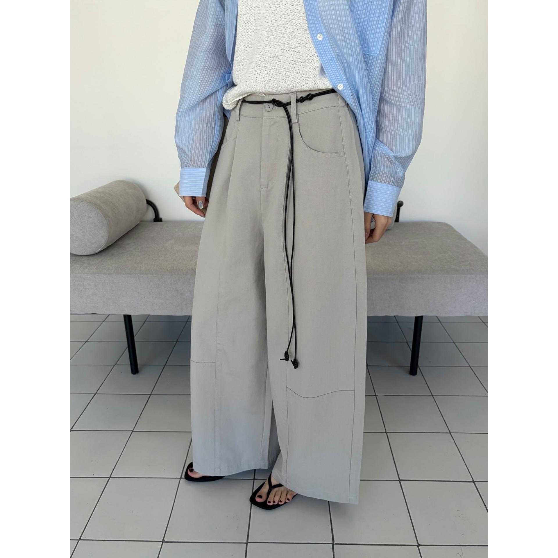 

ICC Seven Colors Loose Tone Curved Leg Women s Slimming Casual Pants with Center Seam Split - Spring Collection 1625A Large срібло сірий колір