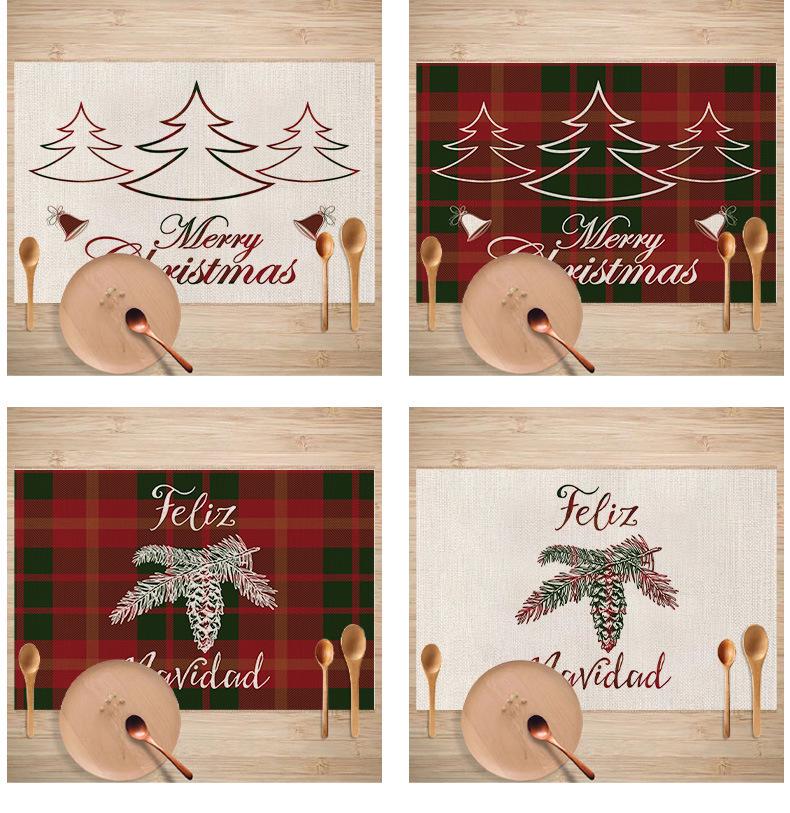 Western Style Stain-Proof Linen Placemat - Heat-Insulating and Decorative Christmas Table Mat