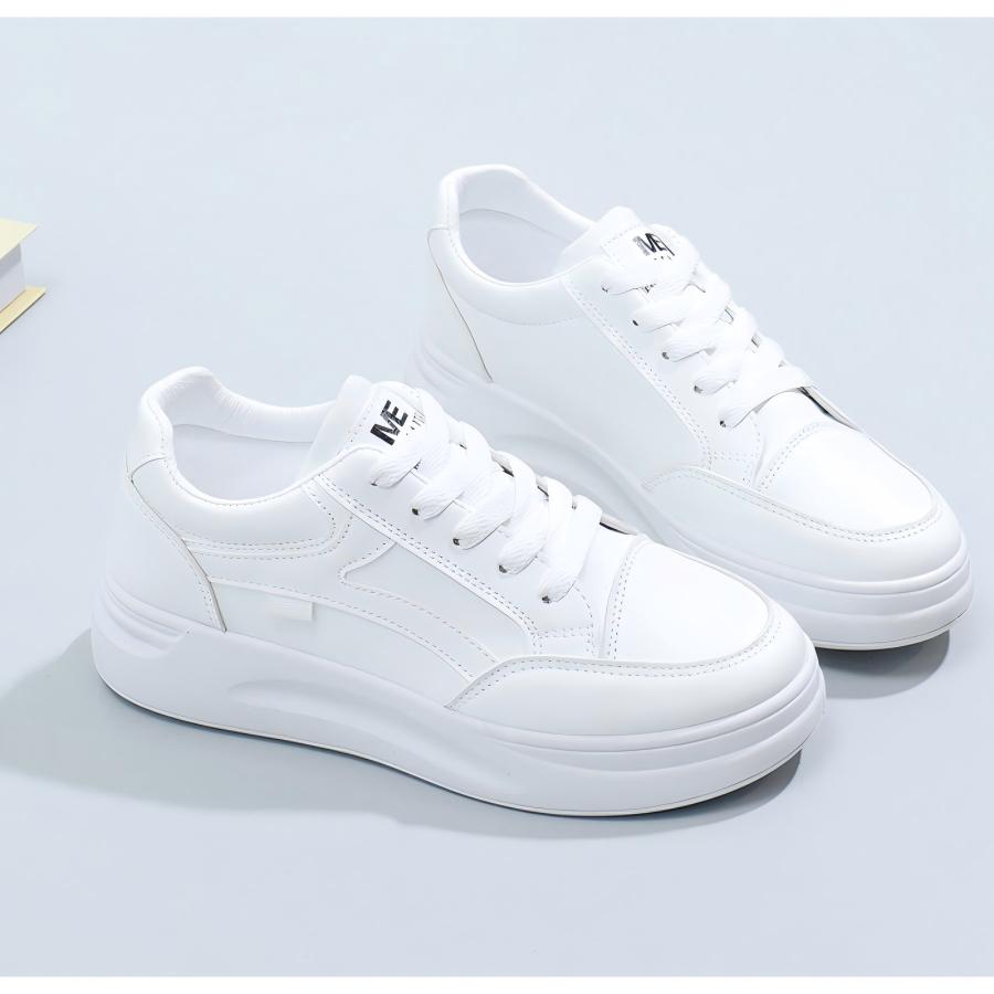 Women Classic Platform White Sneakers Lightweight Non Slip Comfort Casual Walking Trainers Daily Fashion Shoes
