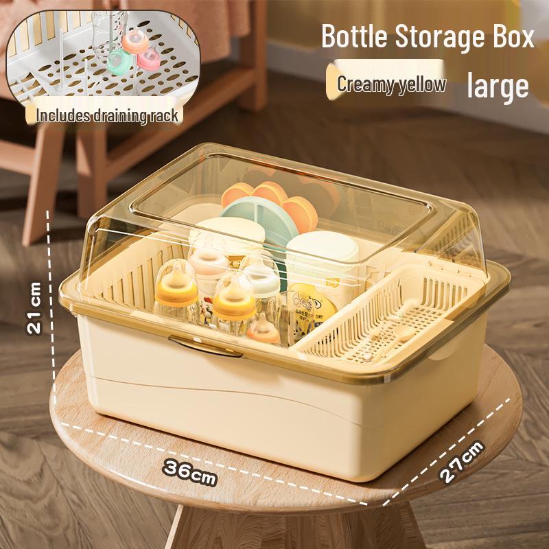 Dustproof Milk Bottle Storage Box with Lid - Baby Supplies & Toys Organizer