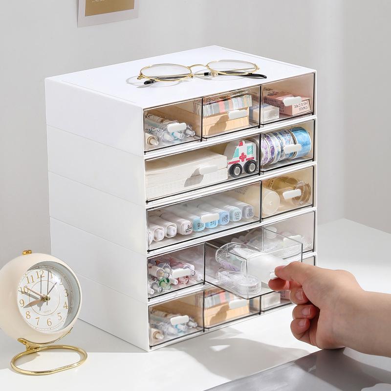 Multi-layer Transparent Acrylic Makeup & Stationery Organizer with Drawer Compartments