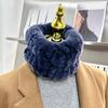 Korean Version of Cute Real Rex Rabbit Hair Neck Cover Winter Elastic Mesh Scarf Headband Versatile Plush Headgear Warm Scarf Women