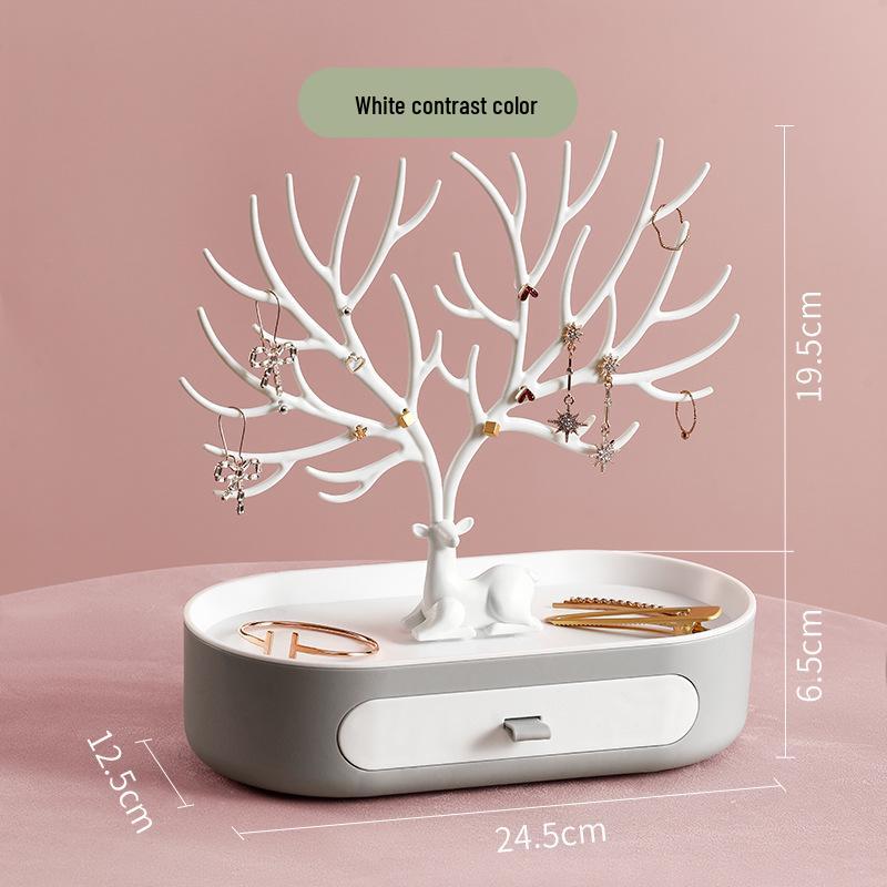 Antler Jewelry Stand: Deer-Shaped Rotating Earring and Necklace Organizer