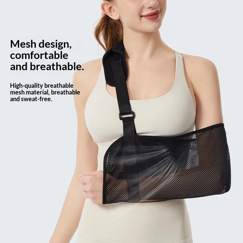 1 Pcs Shoulder Dislocation Post Surgery Support Breathable Mesh Arm Sling With Adjustable Padded Strap For Fracture Recovery