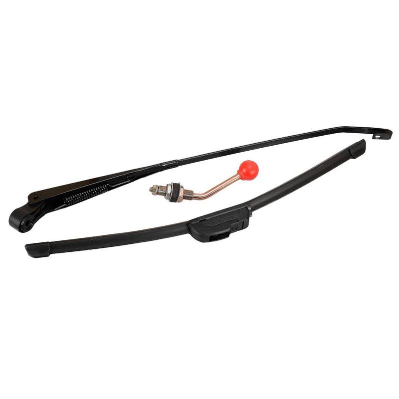 UTV Manual Hand Operated Windshield Wiper Rubber Blade Universal Replacement Set Black