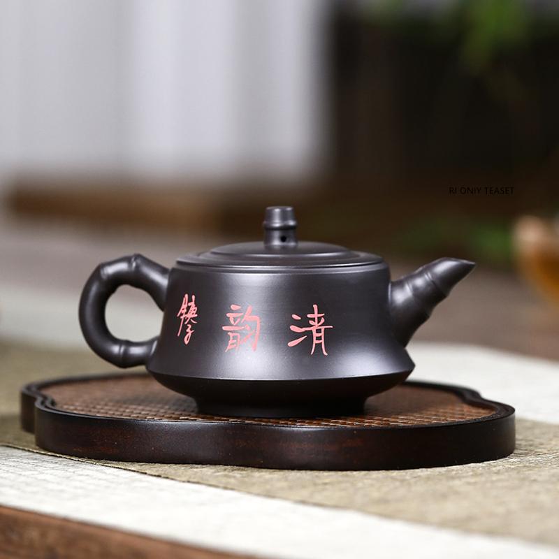 200ml Chinese Yixing Purple Clay Teapot Tradition Handmade Bamboo Joint Shape Zisha Tea Pot Beauty Tea Infuser Kettle Teaware