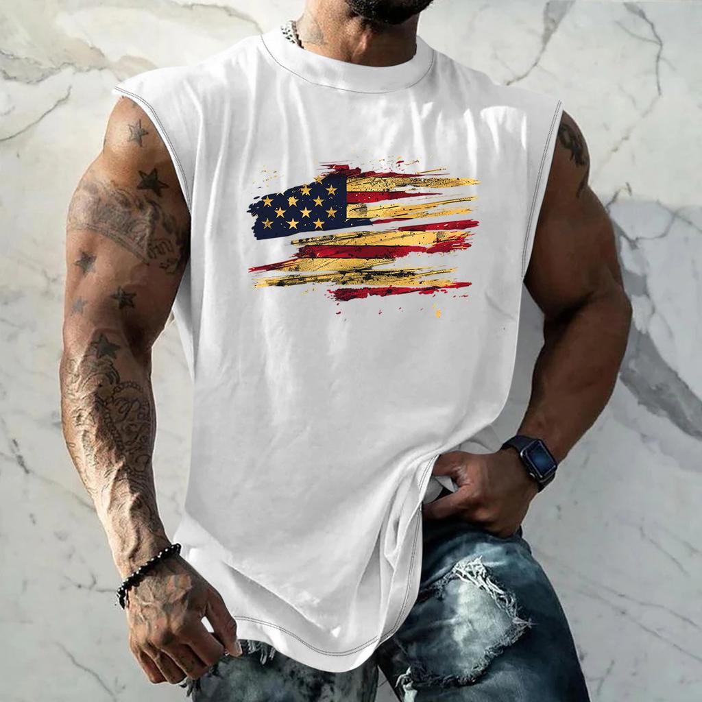 Men's Fitness Exercise Slimming Printed Waistcoat And Vest, Men's I-shaped Wide Shoulder And Back Center