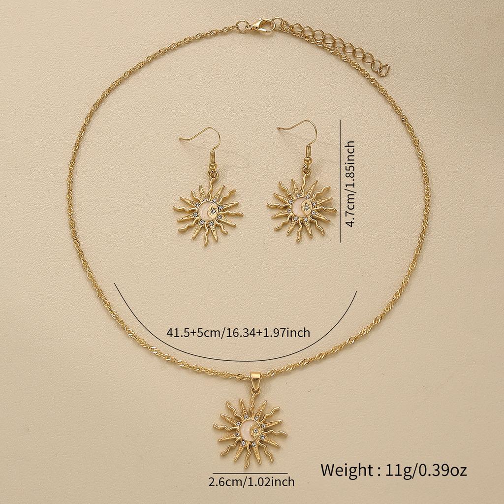Explosive sun flame shape pendant jewelry set necklace earrings combination elegant style