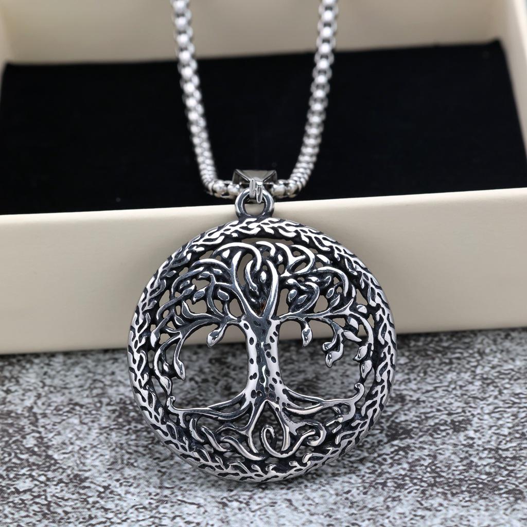 Colier Unisex Retro din Oțel Inoxidabil cu Pandantiv Arborele Vieții