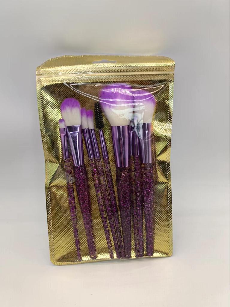 10-teiliges Make-up-Pinselset mit Kristallgriff und Glitzer, Fiberhaar für Gesicht & Auge