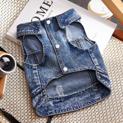 Pet Denim Vest Minimalist Clothing Single Breasted Teddy Maltese Dog Yorkshire Cat Clothing Puppy Clothes Dog Costume