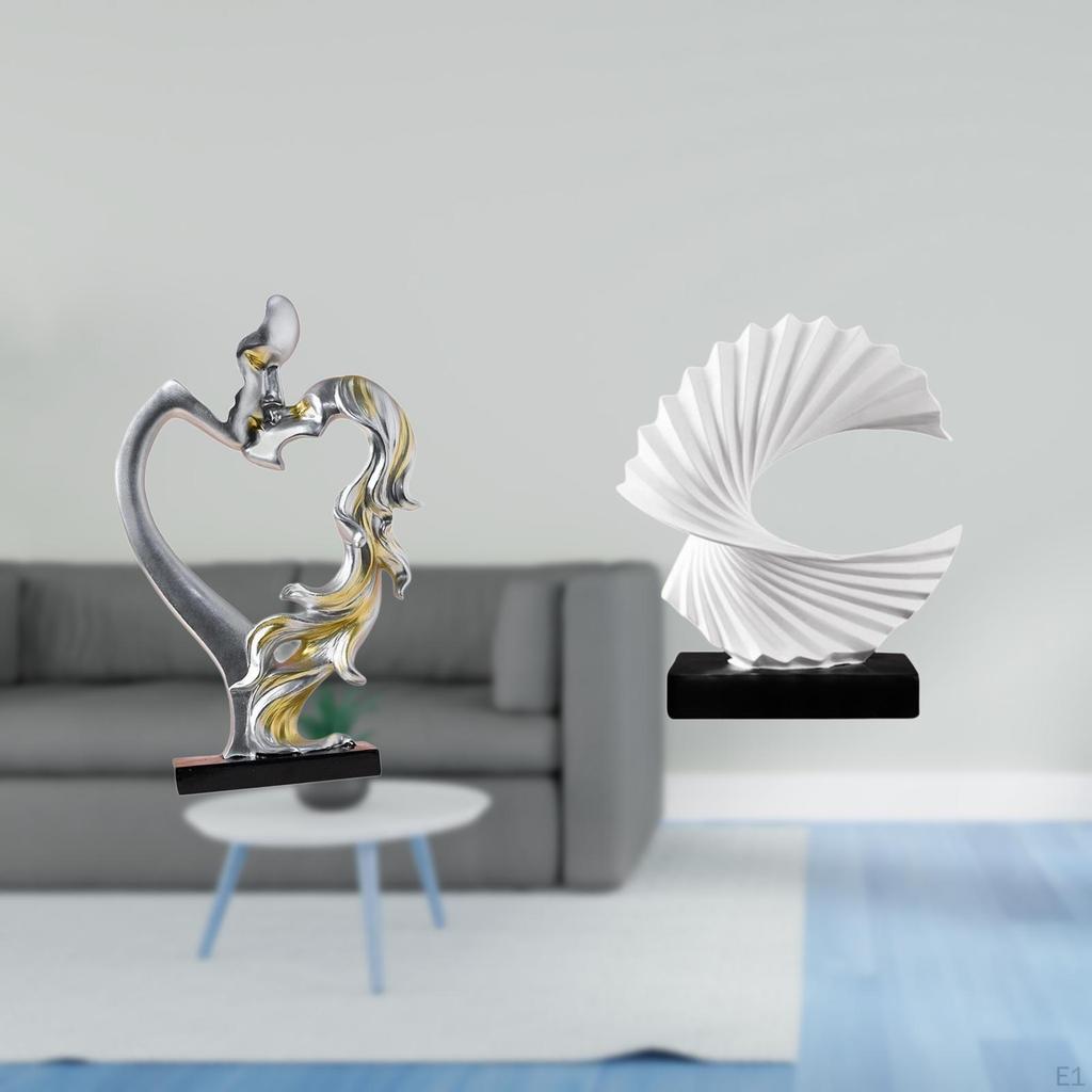 Romantic Wave Couple Figurine Abstract Resin Sculpture Collectible Desktop Ornament for Bedroom