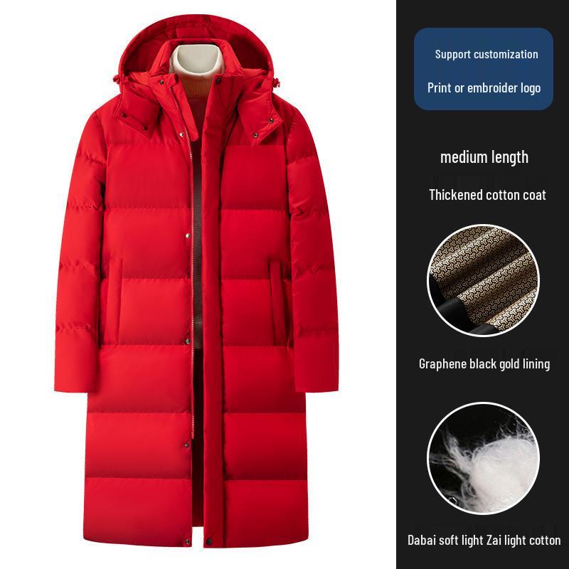 

Зимняя рабочая одежда Толстая теплая Техническая школа Охрана Длинная водонепроницаемая куртка на хлопковой подкладке L ярко-красный