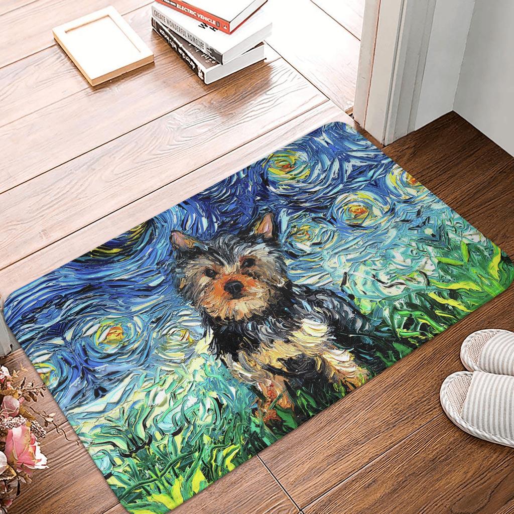 Retro Starry Night German Shorthair Pointer Doormat Anti-Slip Kitchen Bathroom Mat Garden Garage Door Floor Entrance Carpet Rug