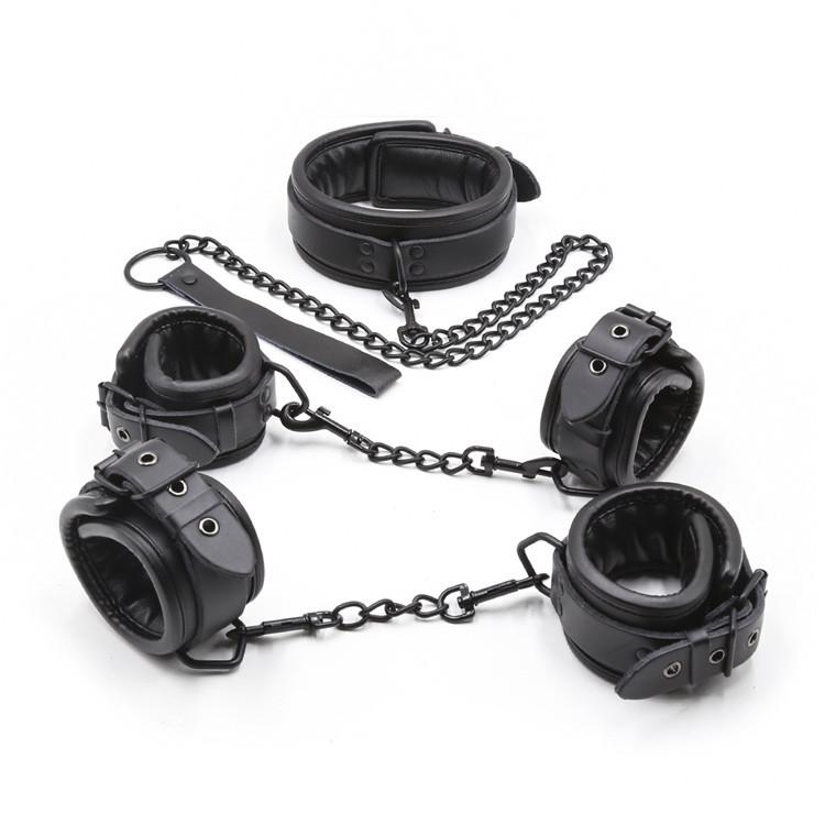 Top quality  bondage set handcuffs and ankle collar fetish slave sex toys bondage man woman sex games for couples.